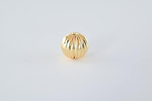 Premium 14K/18K Gold-Filled ep Watermelon Beads - Elegant Textured Design for Jewelry Making, DIY Crafts, 4mm to 10mm Variety Pack (18K-10mm-100 PCs)