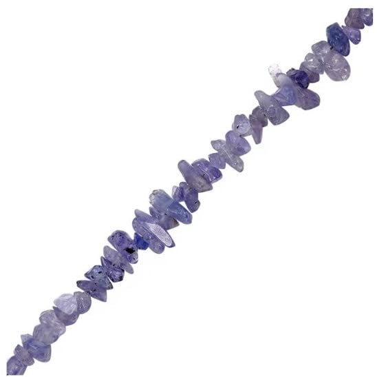 34" Natural Tanzanite Chip Beads Strand -Pack of 20, Gravel Uncut/ Freeform Shape, 150 Ct, Nuggets for Beading- Jewelry Making, Art & Craft, Wholesale