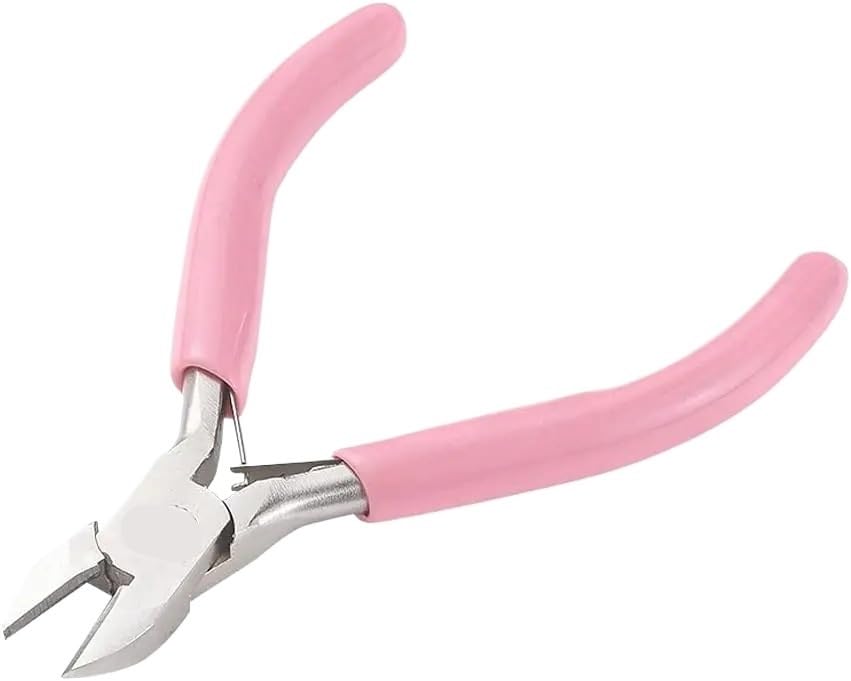 4 Inch Pink Mini Side Cutting Pliers, Precision Diagonal Cutters for Jewelry Making & Beading