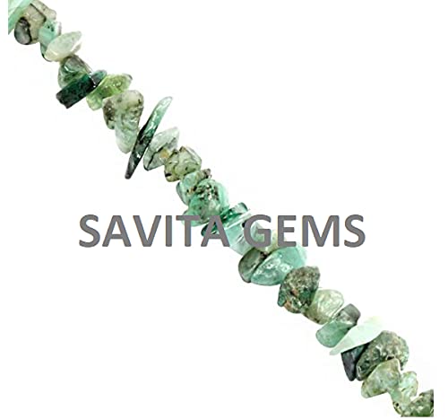 34" Natural Emerald Chip Beads Strand -Pack of 20, Gravel Uncut/ Freeform Shape, 200 Ct, Nuggets for Beading- Jewelry Making, Art & Craft, Wholesale