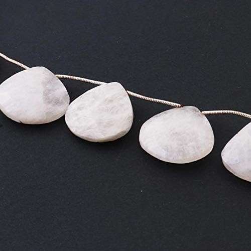 GEMZ 13 inch Strand of Natural Rainbow Moonstone Heart Shape Faceted Cut White Color briollete Beads for DIY Jewelry Making- Earring Necklace Bracelet.