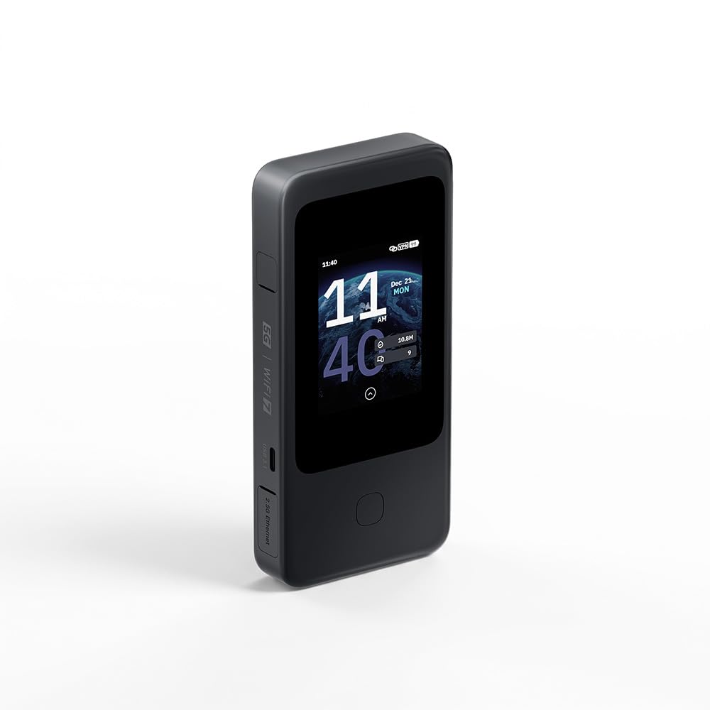 GL.iNet GL-E5800 NA MUDI 7 5G Tri-Band Wi-Fi 7 Travel Router with eSIM