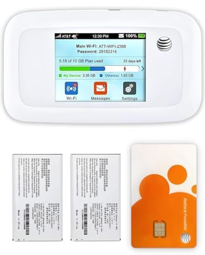AT&T Mobile Hotspot Velocity MF923 | 4G LTE Portable Mobile WiFi Hotspot for Travel | 4G LTE Speed | Up to 10 Devices | EVDO-LINK Bundle AT&T Sim Card (Budget)