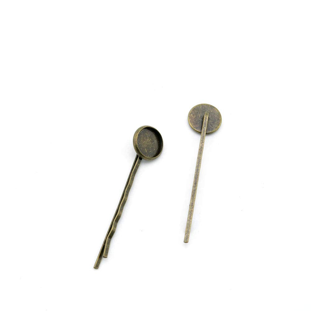 Price per 540 Pieces Antique Bronze Tone Jewelry Charms Findings Arts Crafts Beading Making Charmes R2YS3D Hairclip Hair Clip Cabochon Setting 12mm
