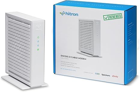 Hitron CODA56 Multi-Gigabit DOCSIS 3.1 Modem | 2.5 Gbps Max Internet Speeds | Certified with Xfinity, Charter Spectrum, Cox | 2.5 Gbps Ethernet Cable Modem ONLY | Requires Separate WiFi Router