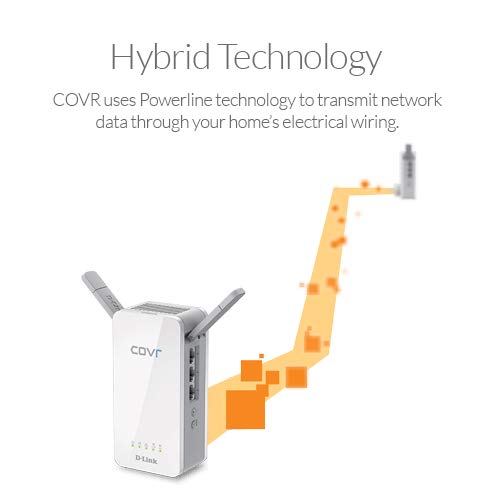 D-Link Powerline WiFi Adapter AC1200 COVR Smart Whole Home Mesh Wireless System, 2-Pack, Hybrid Dual Band Wall Plug in w/ 3 Gigabit Ethernet Ports Simple Setup (COVR-P2502-US), White