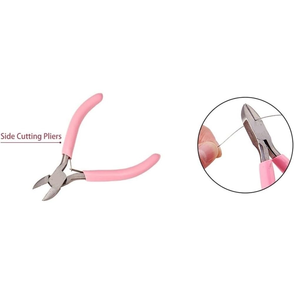 4 Inch Pink Mini Side Cutting Pliers, Precision Diagonal Cutters for Jewelry Making & Beading