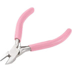 4 Inch Pink Mini Side Cutting Pliers, Precision Diagonal Cutters for Jewelry Making & Beading