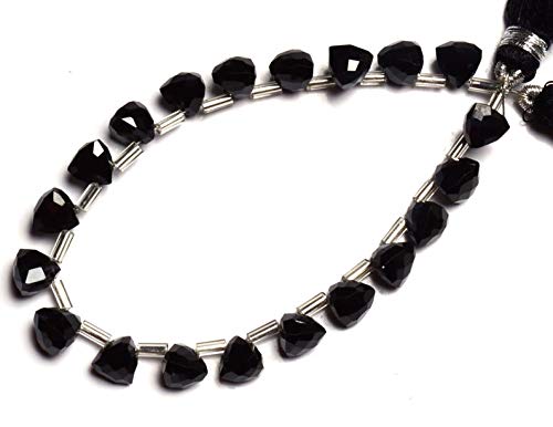 GEMZ 10 inch Strand of Natural Black Spinel Trillion Shape Faceted Cut Black Color briollete Beads for DIY Jewelry Making- Earring Necklace Bracelet.