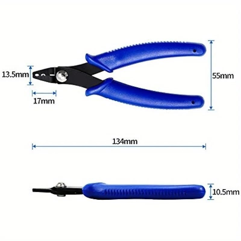 Spring-Loaded Blue Handle Diagonal Pliers for Jewelry Making, Beading, and Wire Cutting
