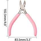 4 Inch Pink Mini Side Cutting Pliers, Precision Diagonal Cutters for Jewelry Making & Beading