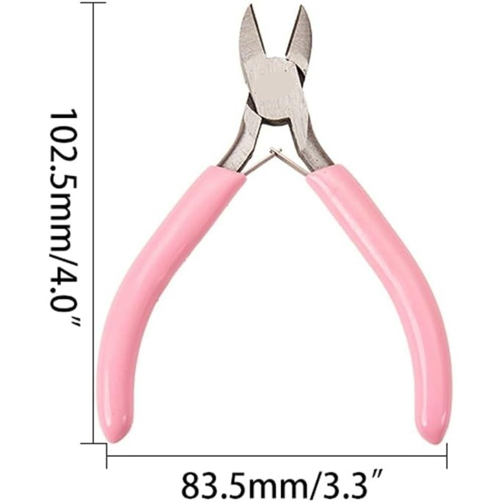 4 Inch Pink Mini Side Cutting Pliers, Precision Diagonal Cutters for Jewelry Making & Beading