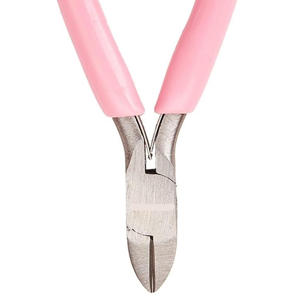 4 Inch Pink Mini Side Cutting Pliers, Precision Diagonal Cutters for Jewelry Making & Beading