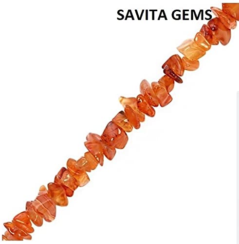 34" Natural Carnelian Chip Beads Strand 350 Ct -Pack of 15, Gravel Uncut/ Freeform Shape, Nuggets for Beading- Jewelry Making, Art & Craft, Wholesale Beads Lot