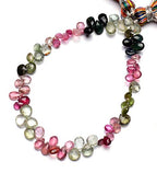 GEMZ 8 inch Strand of Natural Multi Tourmaline pear Shape Faceted Cut Multi Color Color briollete Beads for DIY Jewelry Making- Earring Necklace Bracelet.