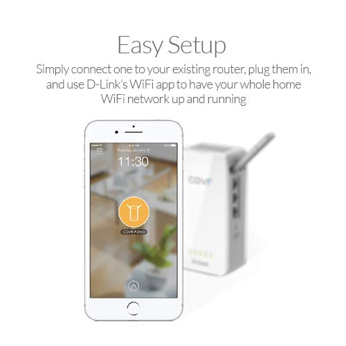 D-Link Powerline WiFi Adapter AC1200 COVR Smart Whole Home Mesh Wireless System, 2-Pack, Hybrid Dual Band Wall Plug in w/ 3 Gigabit Ethernet Ports Simple Setup (COVR-P2502-US), White
