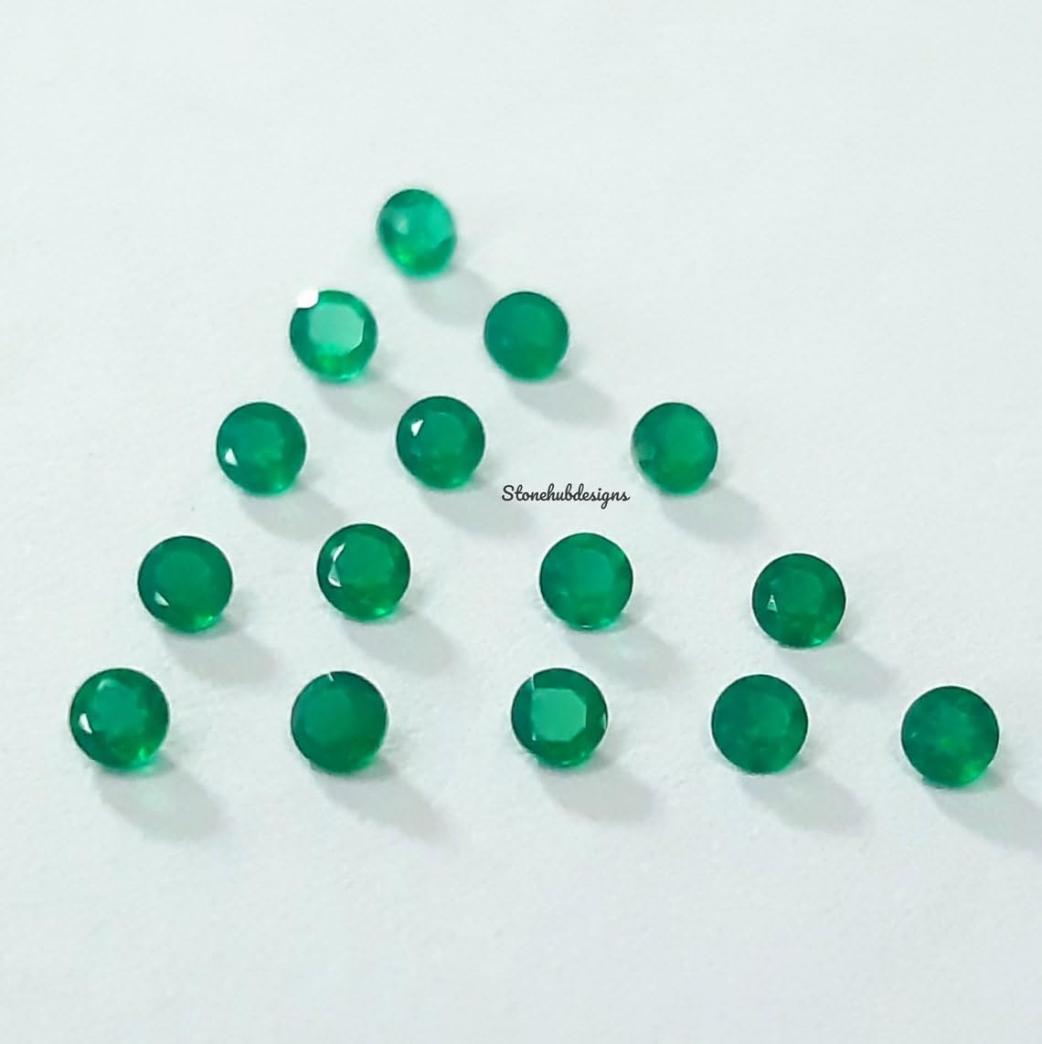 5 Pcs 2MM 2.5MM Natural Green Onyx Faceted Round Cut Gemstone | AAA Quality Loose Calibrated Green Onyx Tiny Stones for Jewelry Making, Craft, Beading, DIY Projects