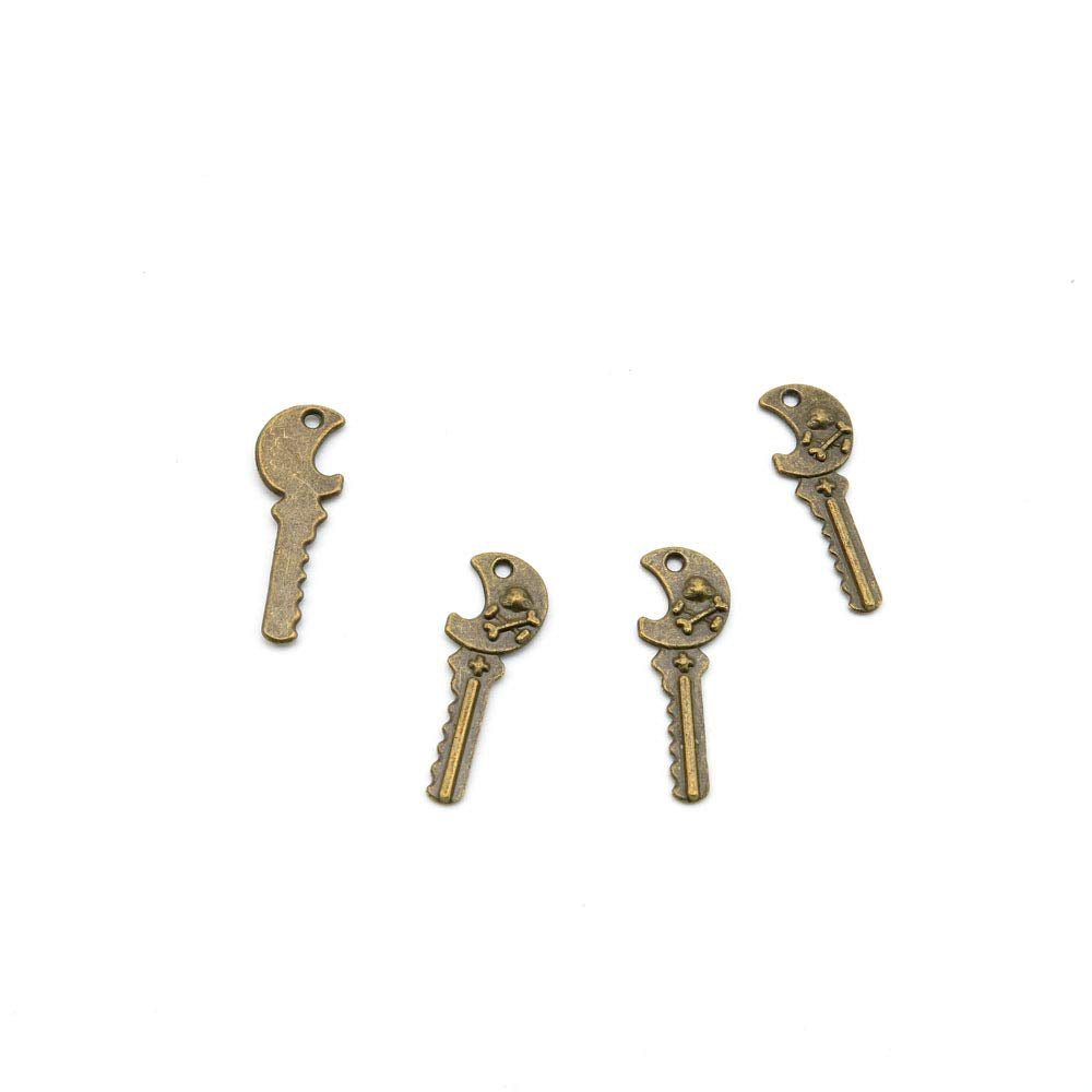 Price per 1620 Pieces Antique Bronze Tone Jewelry Charms Findings Arts Crafts Beading Making Charmes P8VQ3Q Skull Skeleton Key
