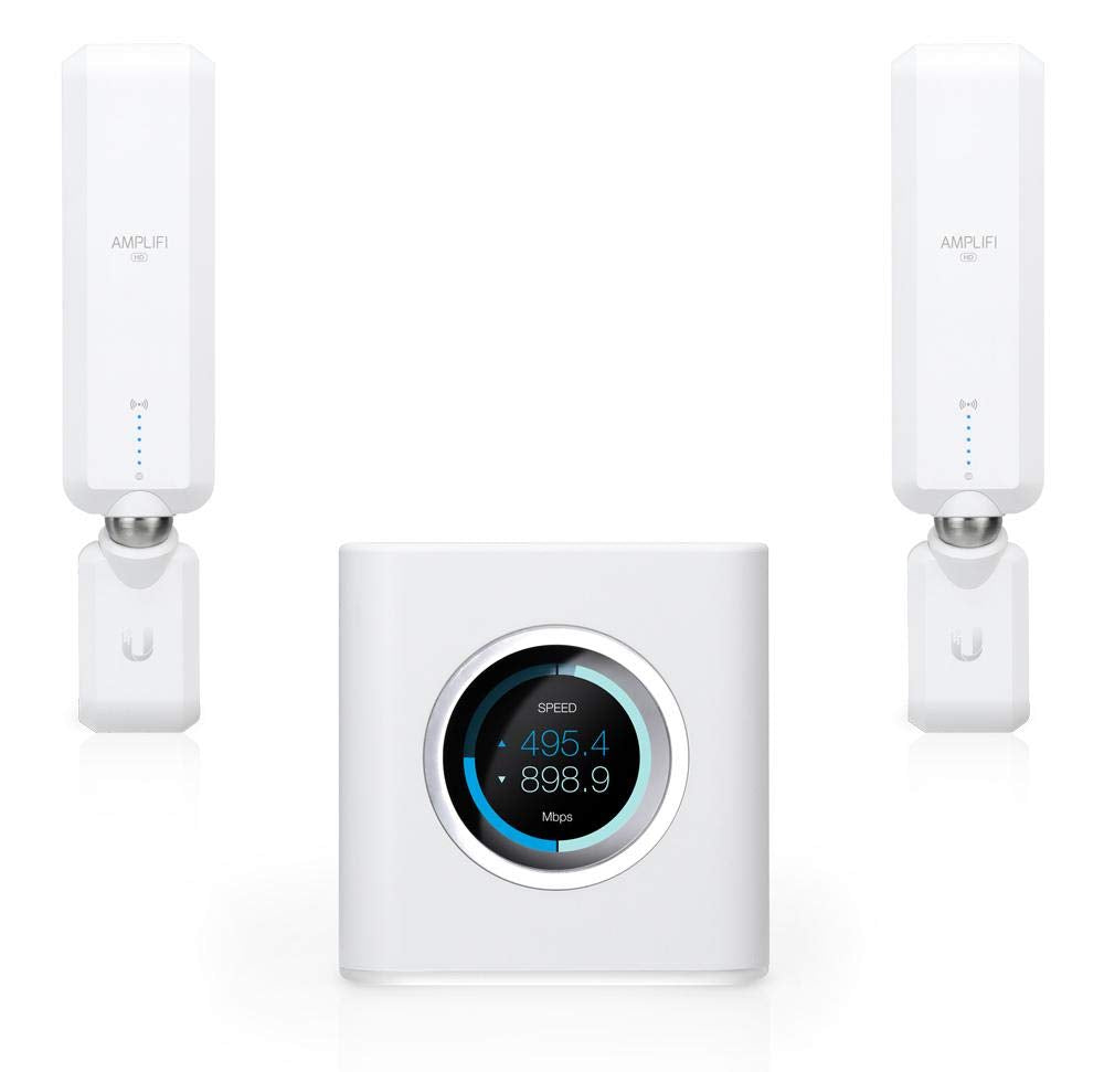 AmpliFi HD WiFi System by Ubiquiti Labs, Seamless Whole Home Wireless Internet Coverage, HD WiFi Router, 2 Mesh Points, 4 Gigabit Ethernet, 1 WAN Port, Ethernet Cable, Replaces Router & WiFi Extenders