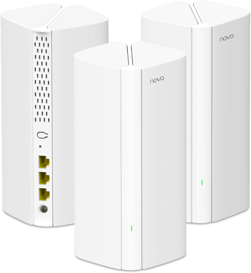 Tenda AX3000 Mesh WiFi 6 System Nova MX12-7000 sq.ft WiFi Coverage - Whole Home - 1.7 GHz Quad-Core CPU - Dual-Band Mesh Network for 160+ Devices - 3 Gigabit Ports per Unit - 3-Pack