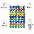 Lamp Work Handmade Glass Beads | 25mm Round Disc Beads | 8” Strands | Colorful Artisan Glass Beads for Jewelry Making | DIY Craft & Beading Supplies (20, Strands)