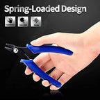 Spring-Loaded Blue Handle Diagonal Pliers for Jewelry Making, Beading, and Wire Cutting
