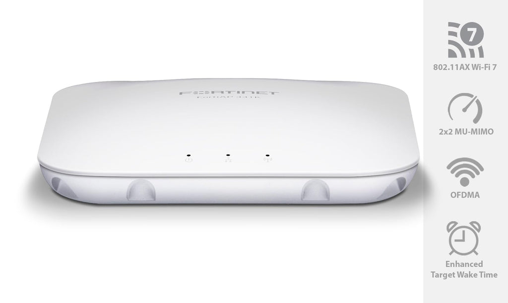 Fortinet FortiAP 241K Wi-Fi 7 Indoor Access Point | Quad-Radio | 2.4GHz/5GHz/6GHz Bands | 10 Gigabit Ethernet | BLE/ZigBee | WPA3 Security | PoE+ | Ceiling/Wall Mount (FAP-241K-A)
