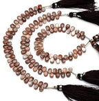 GEMZ 6 inch Strand of Natural African Brown Moonstone pear Shape Faceted Cut Multi Brown Color briollete Beads for DIY Jewelry Making- Earring Necklace Bracelet.