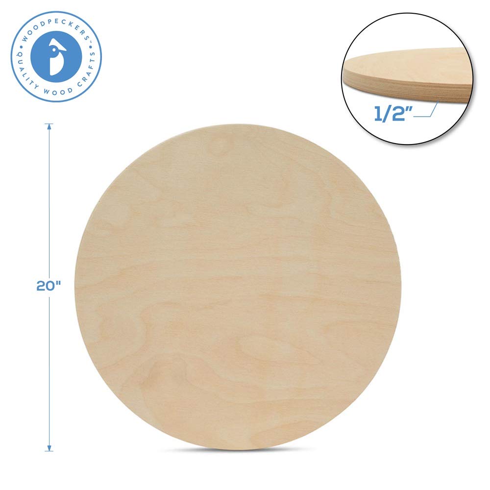 Wood Circles 20 inch 1/2 inch Thick, Unfinished Birch Plaques, Pack of 5 Wooden Circles for Crafts and Blank Sign Rounds, by Woodpeckers