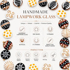 Lamp Work Handmade Glass Beads | 25mm Disc Beads | 8” Strands | Colorful Glass Beads for Jewelry Making | DIY Crafts & Beading Projects (20, Strands)