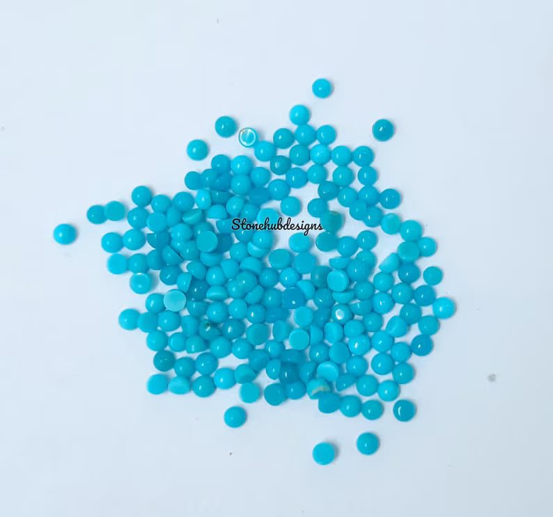 Natural Turquoise Blue Round Flatback Cabochon Loose Gemstones for Jewelry Making, Polished Calibrated Round Stones for Rings, Earrings, Pendants, DIY Crafts & Beading Supplies
