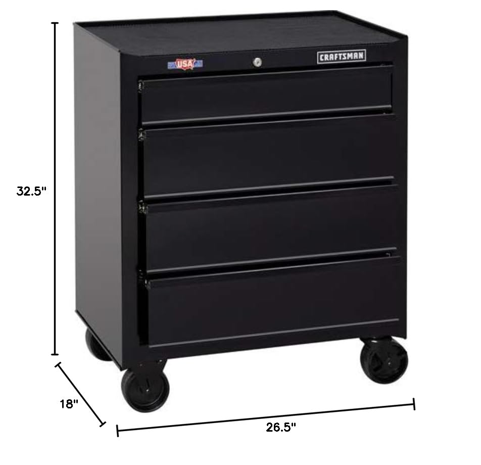 CRAFTSMAN 1000 Series 26.5-in W x 32.5-in H 4-Drawer Steel Rolling Tool Cabinet (Black)