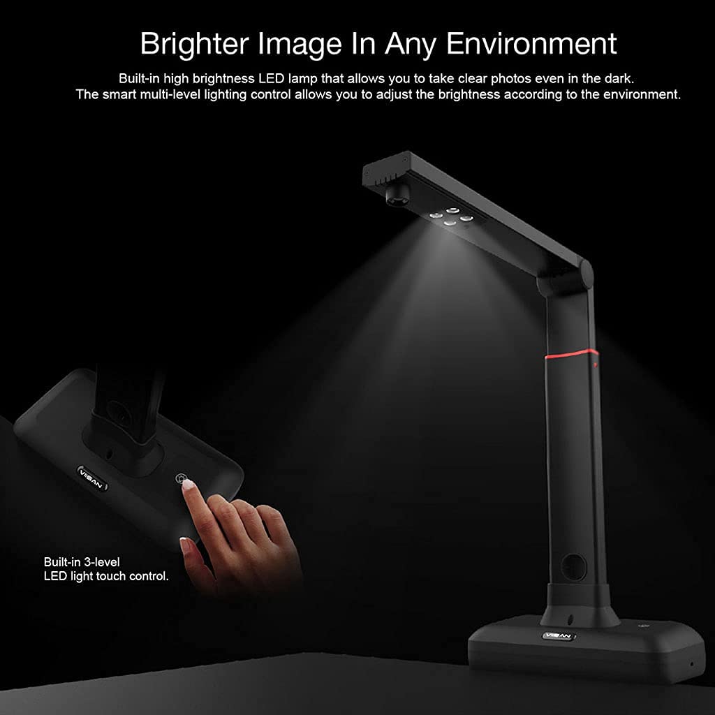Large Format Book & Document Scanner, Capture Size A2/A3, 26MP USB Document Camera with Auto-Flatten, Fingerprint Removal Technologies, Multi-Language OCR, Compatible with Windows & macOS