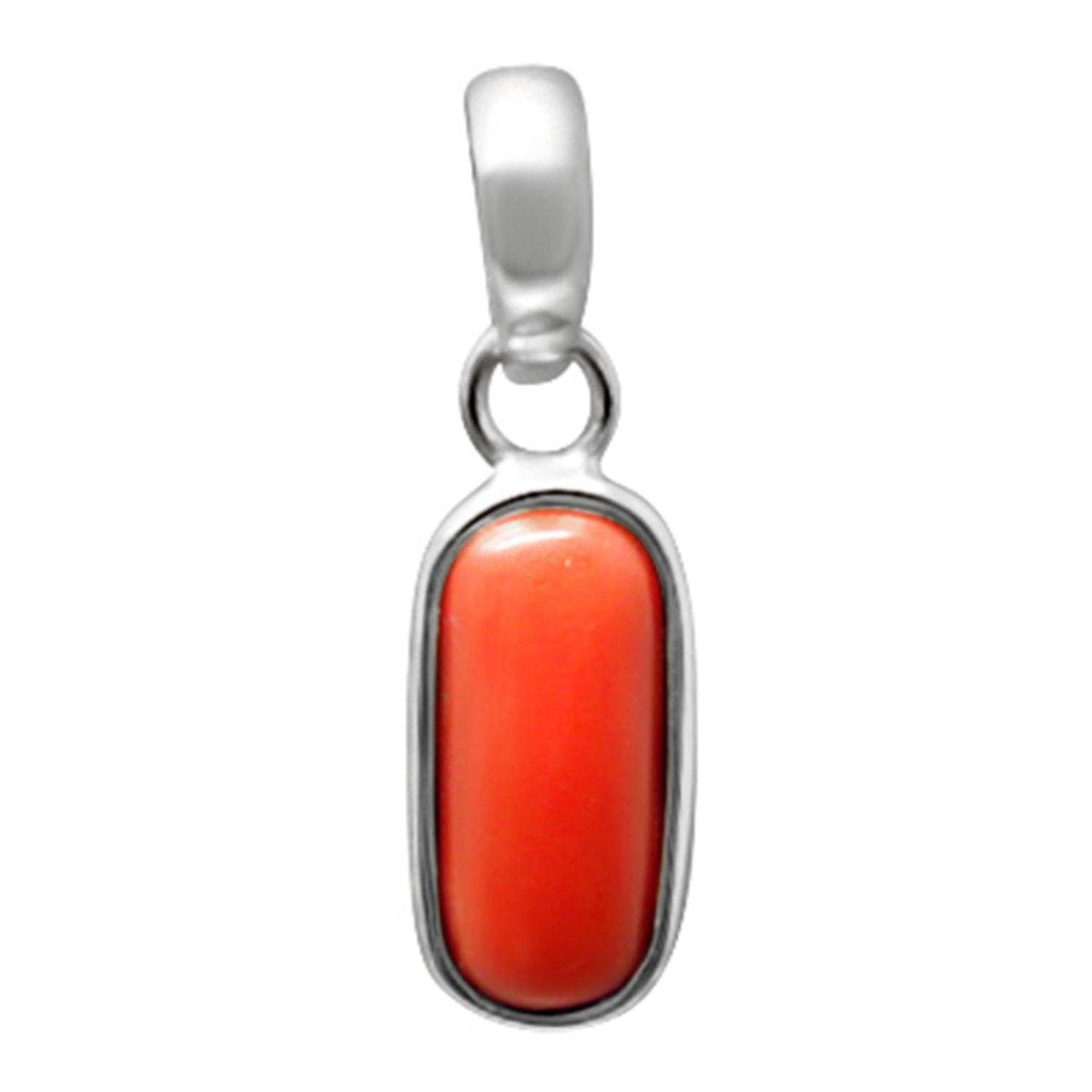 Arihant Gems & Jewels 7.50 Ratti Natural Certified Coral (Moonga) Astrological Gemstone 925 Sterling Silver Pendant