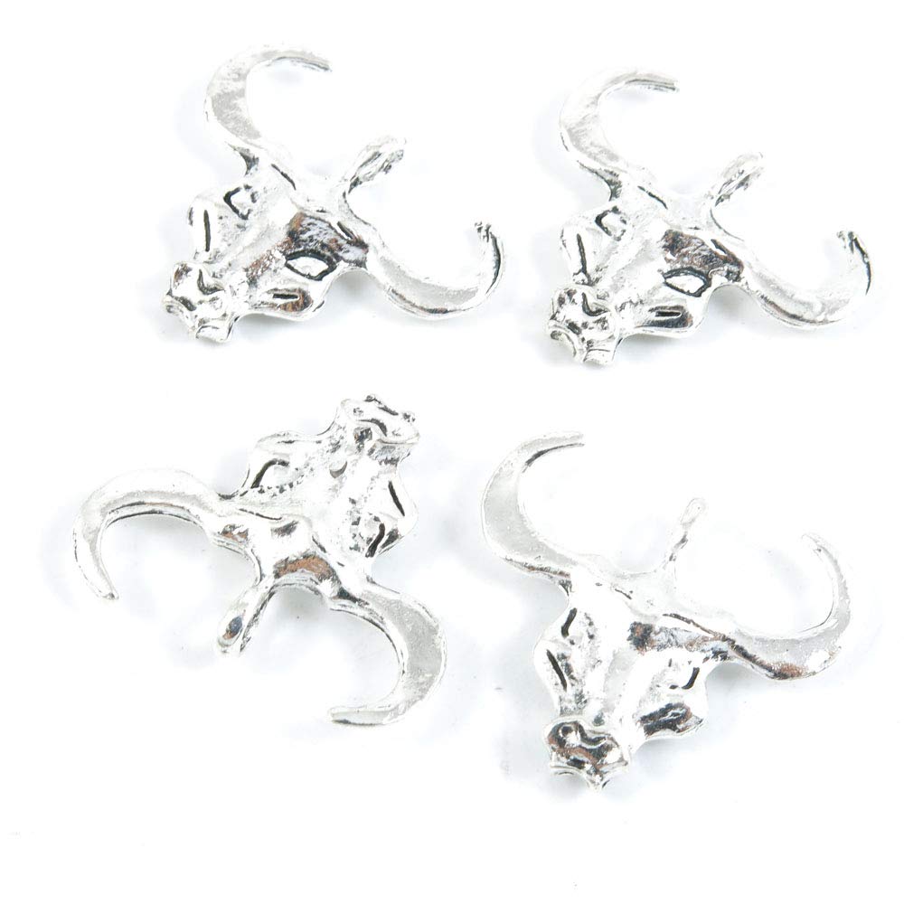 270 Pieces Antique Silver Tone Jewelry Making Charms Crafting Beading Craft Q2FM1 Buffalo Bull Head