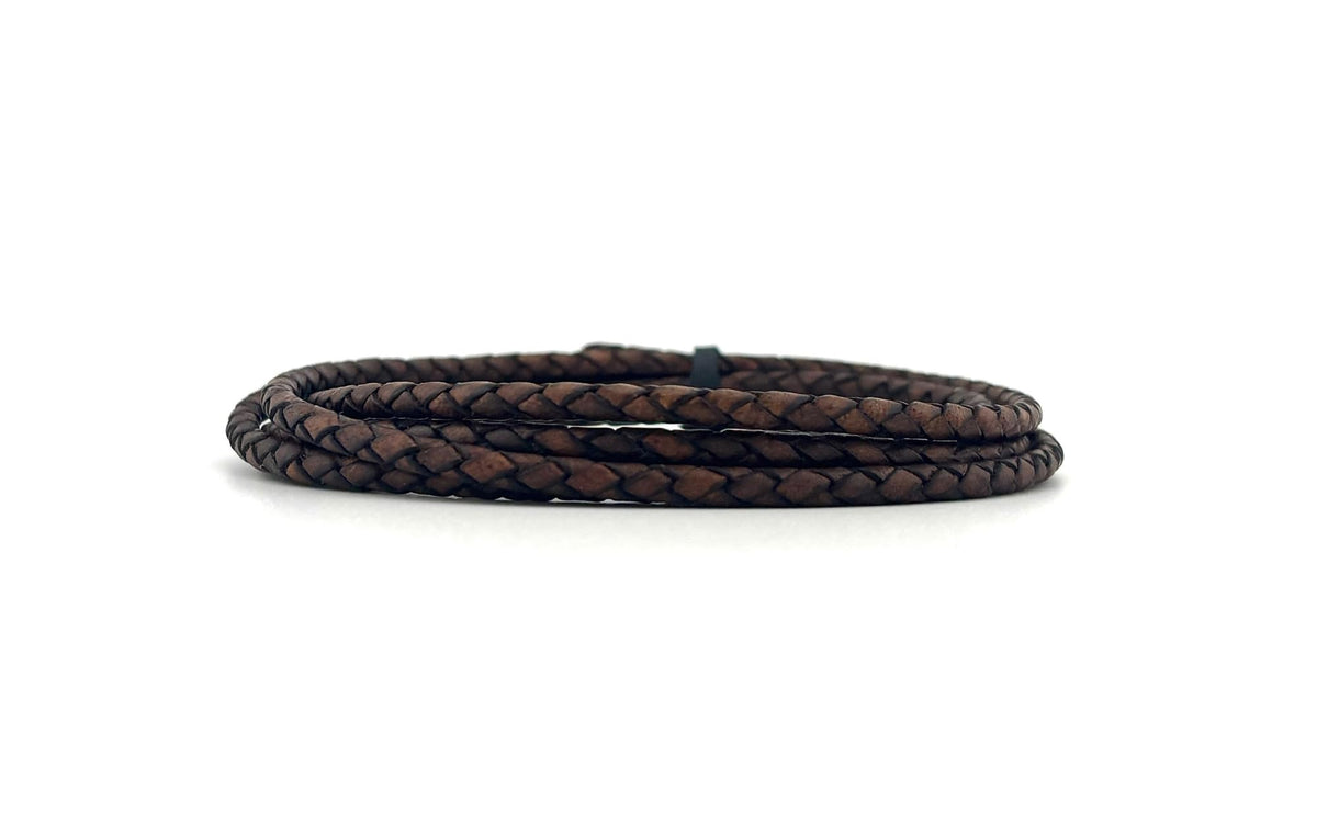 5mm Braided Leather Cord for Jewelry Making, Bracelets, Necklaces & Bolo Ties – Top Grain Leather, Flexible, Durable & Soft