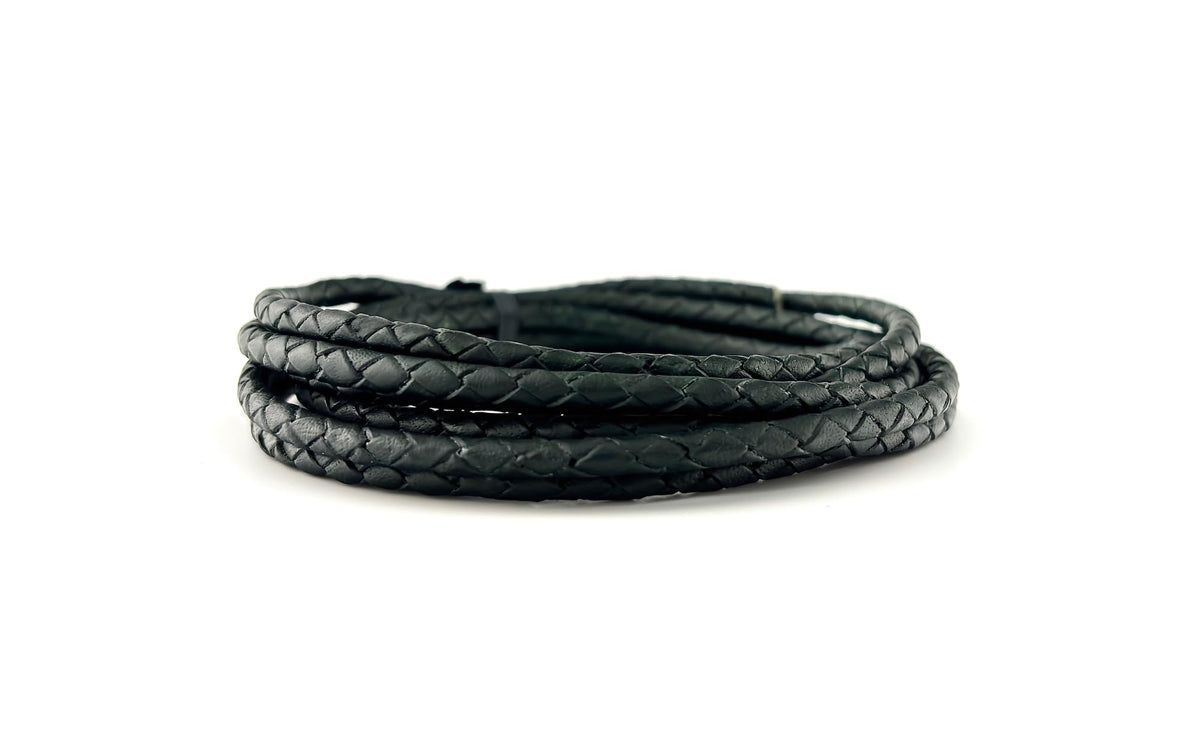 5mm Braided Leather Cord for Jewelry Making, Bracelets, Necklaces & Bolo Ties – Top Grain Leather, Flexible, Durable & Soft