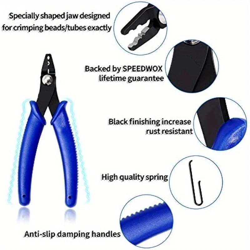 Spring-Loaded Blue Handle Diagonal Pliers for Jewelry Making, Beading, and Wire Cutting