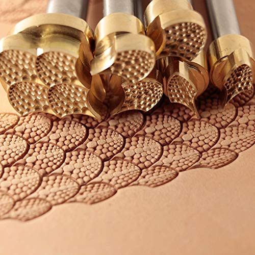 DandS ltd Leather Stamp Tool Set, Dragon Scale, Professional Steel Craft Tool for Leatherworking, Embossing, Carving & Stamping Leather Projects, Belts & DIY Projects Compatible with Mallet #62Set