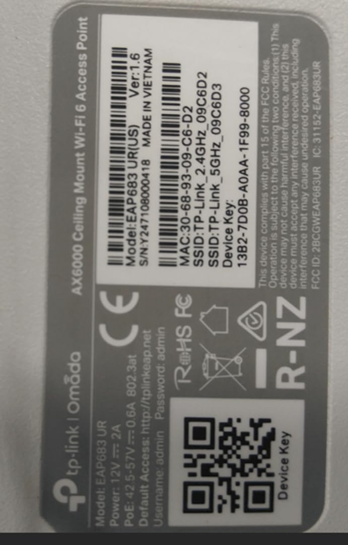 Omada AX6000 WiFi Access Point, w/o DC Adapter, 2.5G Port(EAP683 UR)