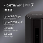 NETGEAR Nighthawk WiFi 7 Router RS150, Up to 2,250 sq ft, 5 Gbps