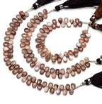 GEMZ 6 inch Strand of Natural African Brown Moonstone pear Shape Faceted Cut Multi Brown Color briollete Beads for DIY Jewelry Making- Earring Necklace Bracelet.