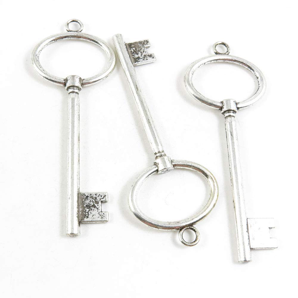 190 Pieces Antique Silver Tone Jewelry Making Charms Crafting Beading Craft D5UU4 Fake Skeleton Key