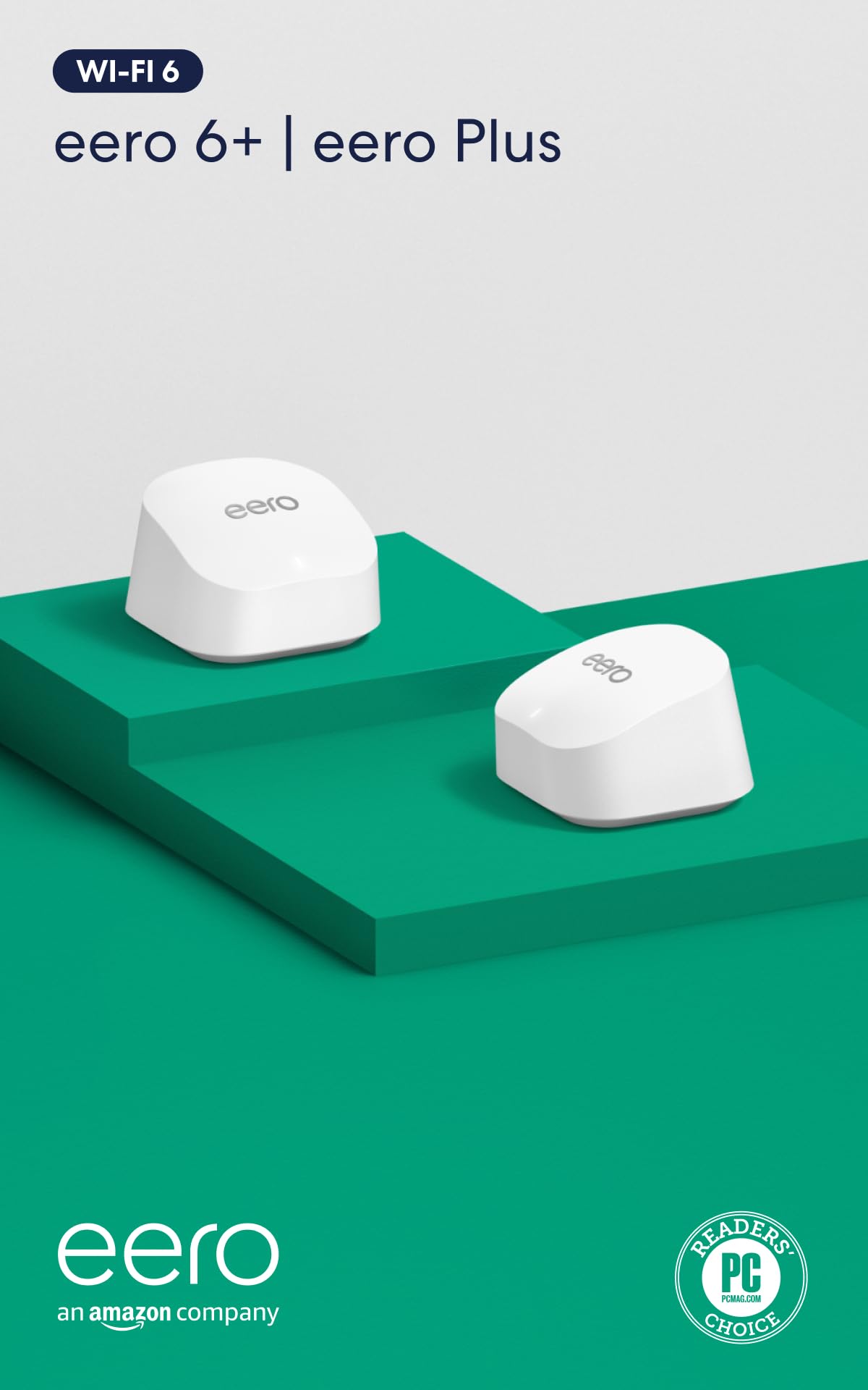 Amazon eero 6+ mesh wifi system - Supports internet plans up to a Gigabit, Coverage up to 4,500 sq. ft., Connect 75+ devices, 3-pack