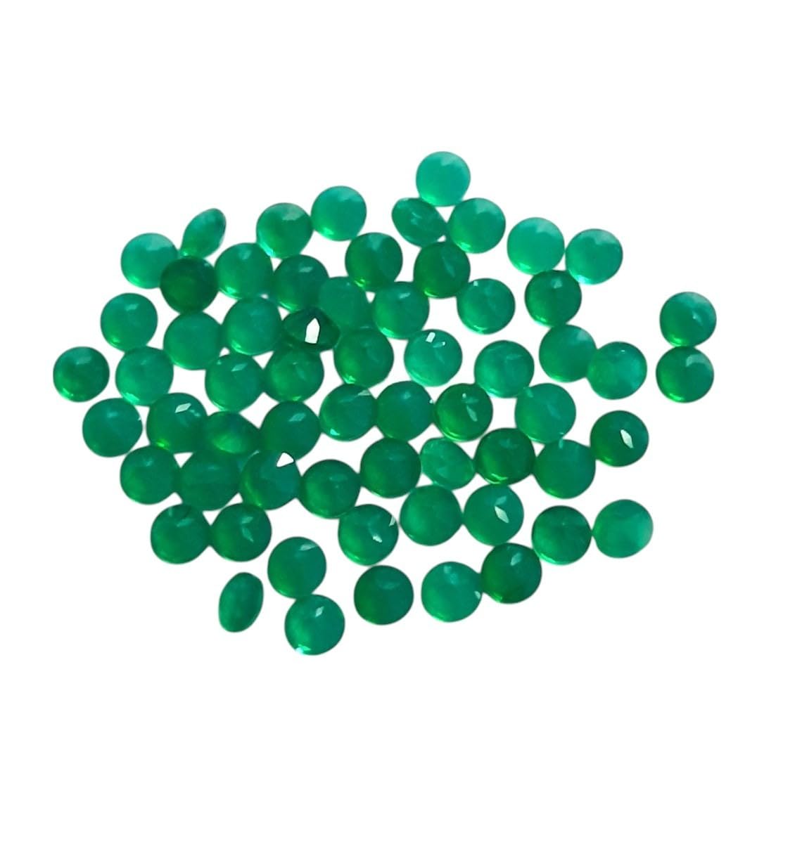5 Pcs 2MM 2.5MM Natural Green Onyx Faceted Round Cut Gemstone | AAA Quality Loose Calibrated Green Onyx Tiny Stones for Jewelry Making, Craft, Beading, DIY Projects