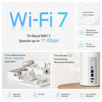 TP-Link - Deco Pro BE11000 Tri-Band Wi-Fi 7 Whole Home Mesh Router System - Deco BE65 Pro (3-Pack) - White (Renewed)