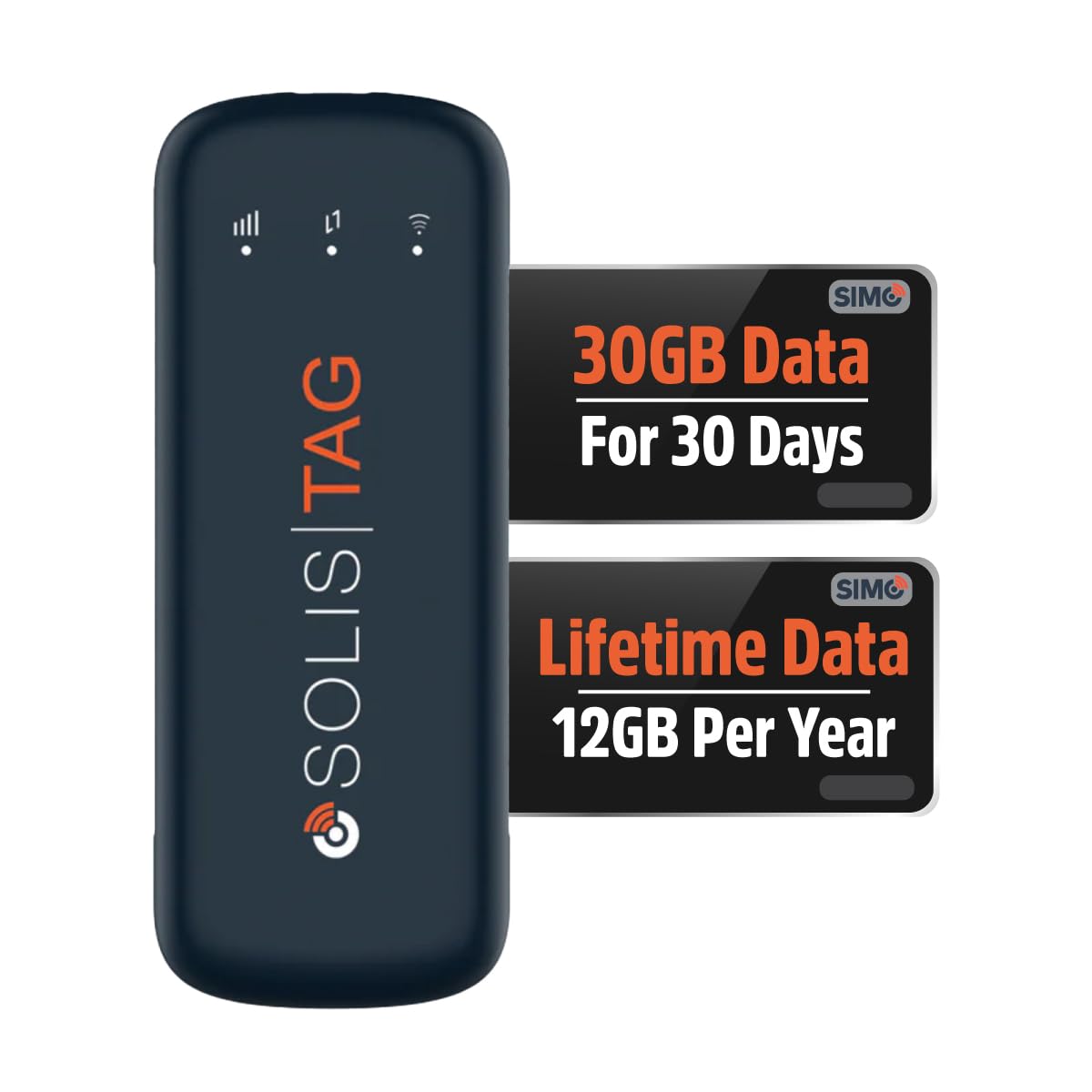 Solis Tag, USB-C Mobile WiFi Hotspot with 1GB/Monthly + 30GB Global Data