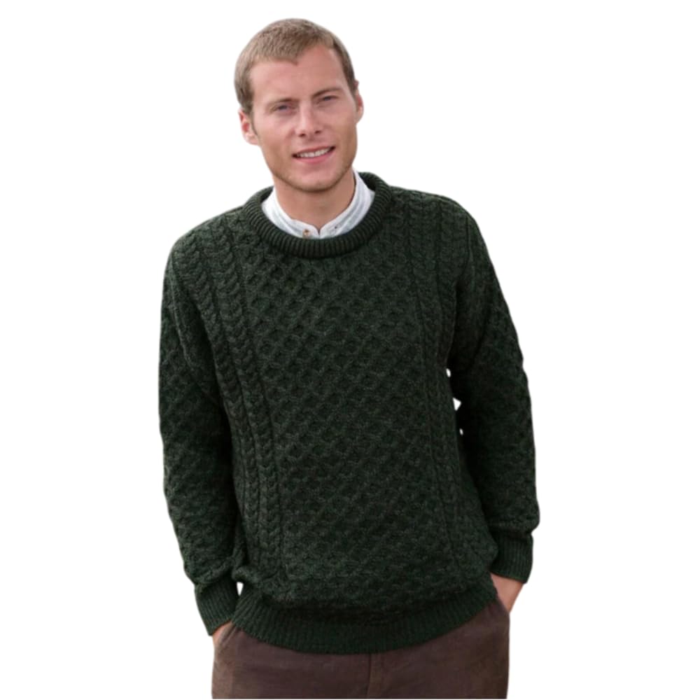 Aran Crafts Irish Unisex Cable Knit Merino Wool Sweater (C1949)