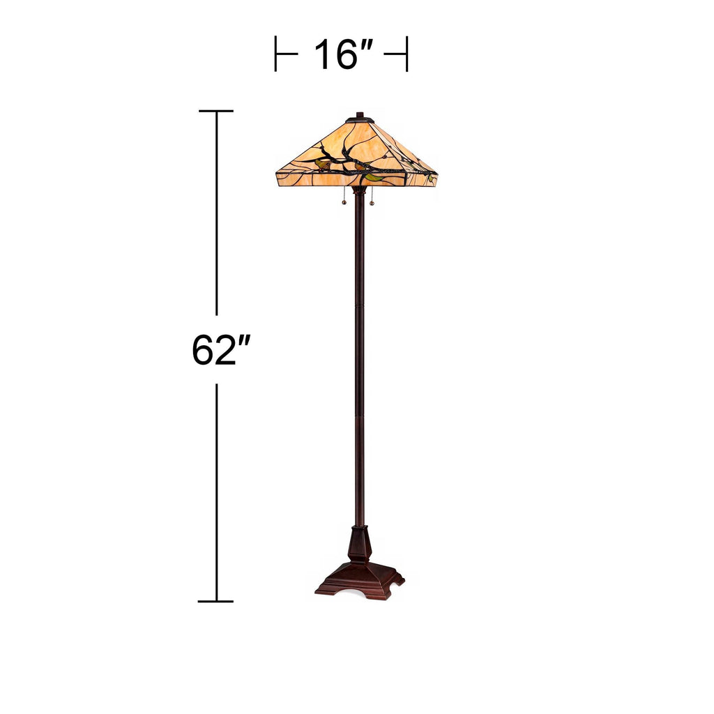 62" Tall Budding Branch Art Glass Floor Lamp Living Room