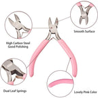 4 Inch Pink Mini Side Cutting Pliers, Precision Diagonal Cutters for Jewelry Making & Beading